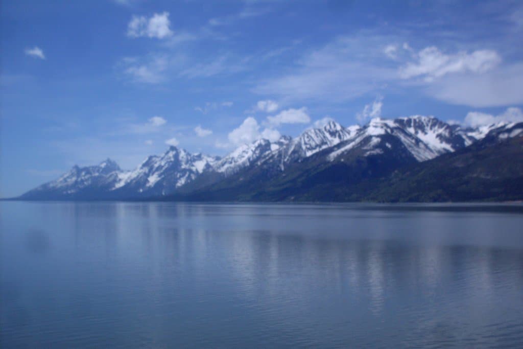mountains towering out of Lake Jackson