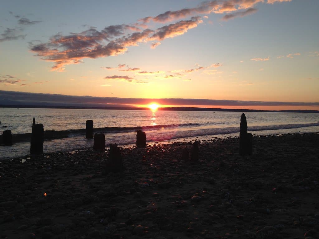 Summer solstice sunset at Golden Gardens Park