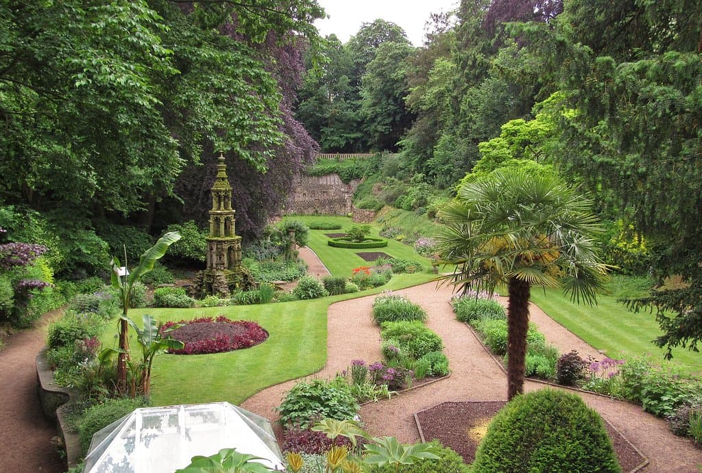 Looking down at the garden