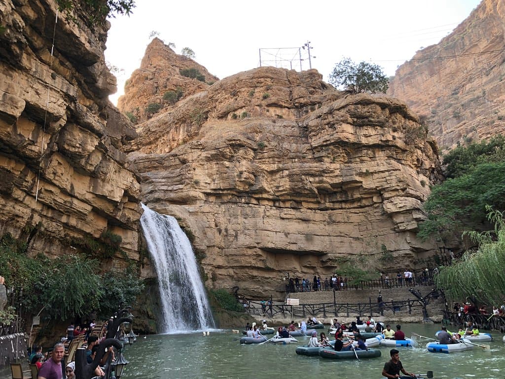 Waterfall & boats