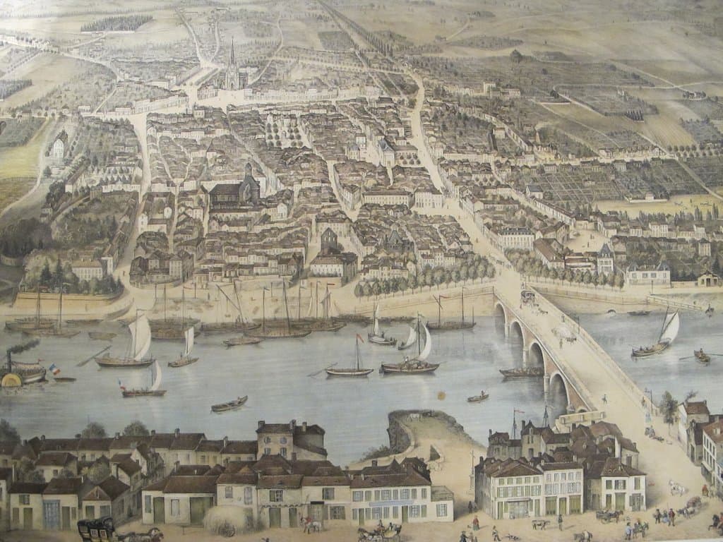 Plan Faisandier, vue de Bergerac de 1856