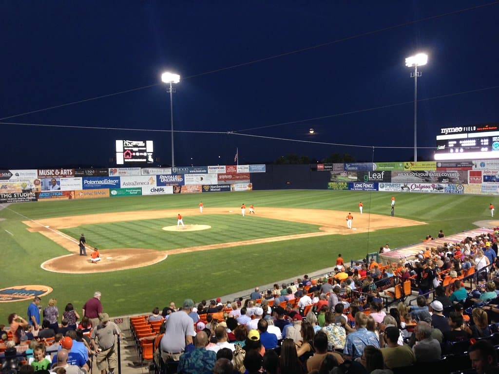 The moon rising over the batter's eye
