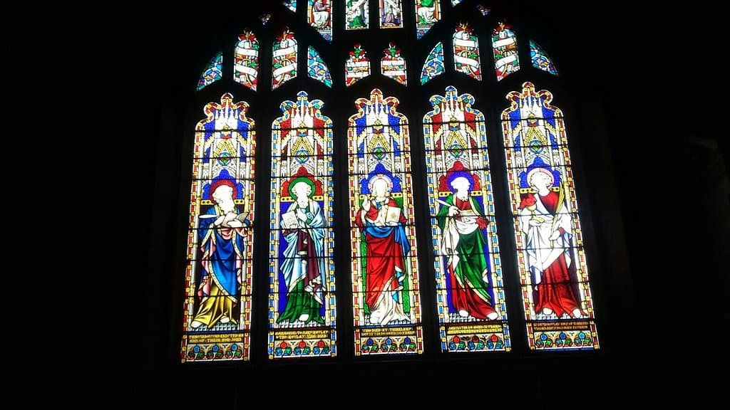 Stained glass window in the church.