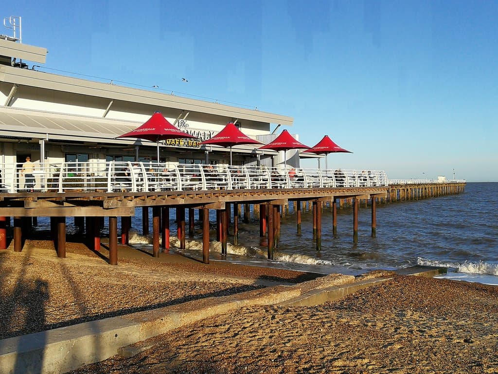 The setting sun lights up the Boardwalk.