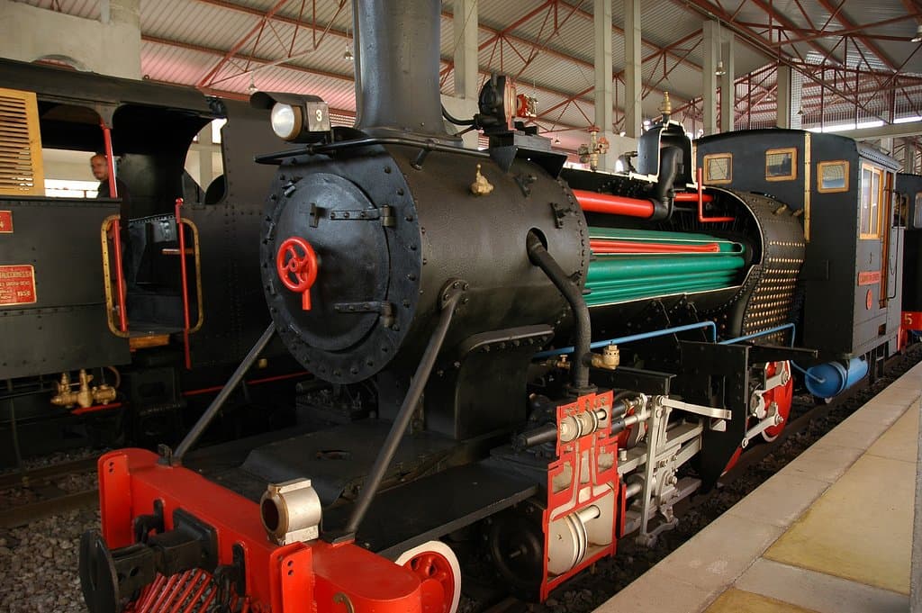 Sección de la caldera de una locomotora de vapor.