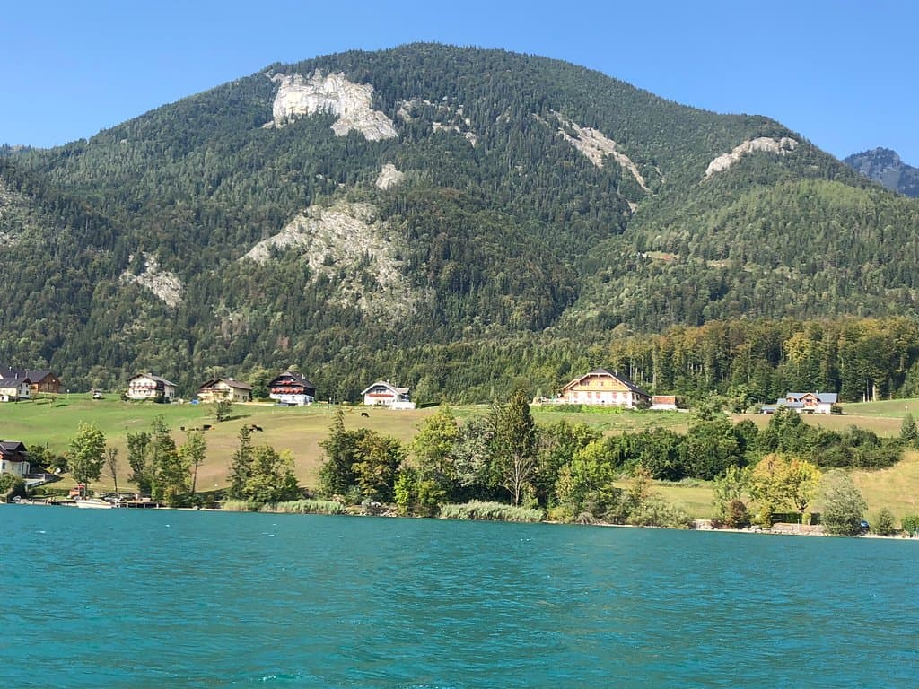 View of houses near the lake