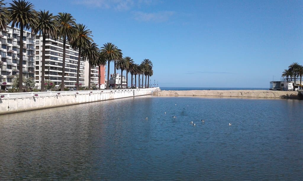 El sector bello del Estero Marga Marga, que desemboca en el mar (aún cuando a veces no huele bien). 