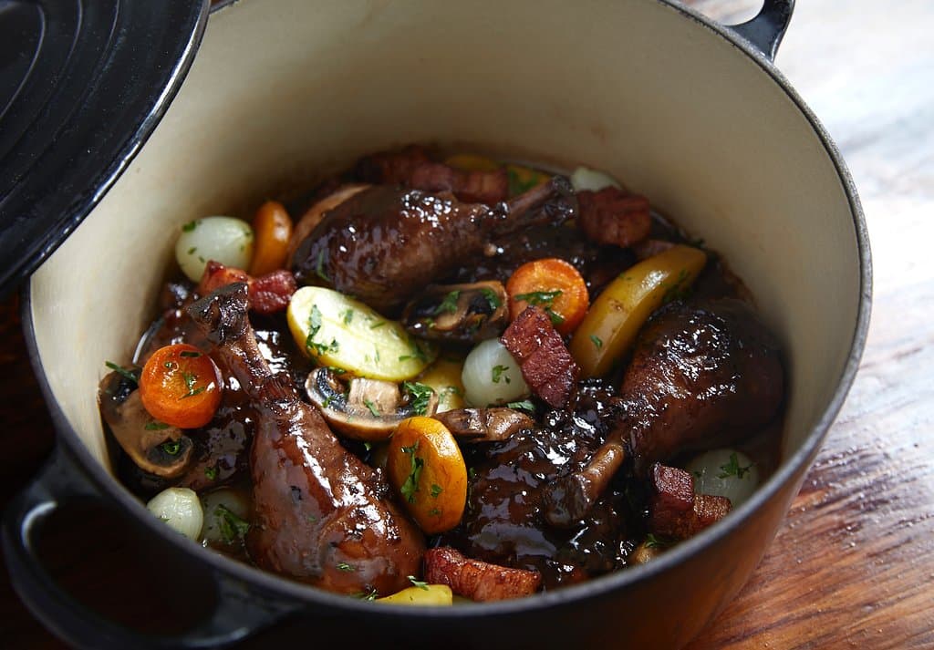 Coq Au Vin - red wine braised chicken for 2