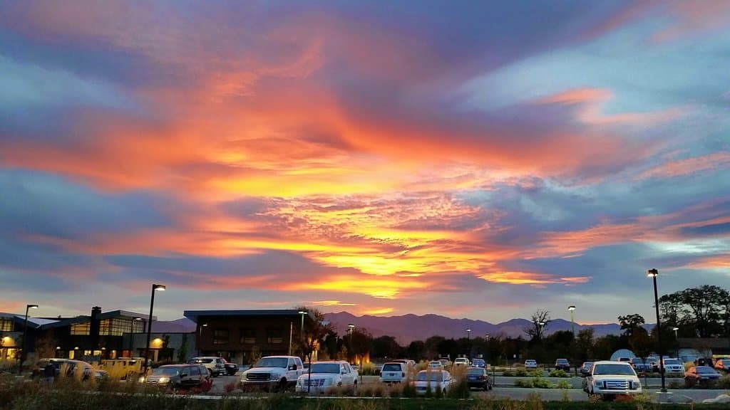 Sunset from the baseball fields on the west end