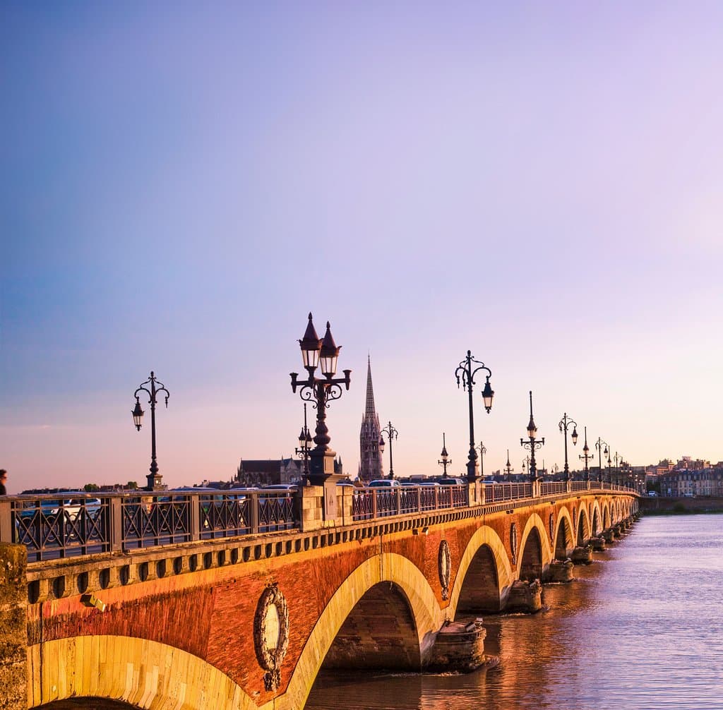 The Pont de pierre, or "Stone Bridge" in English, is a bridge in Bordeaux, which connects the left bank of the Garonne River to the right bank quartier de la Bastide.