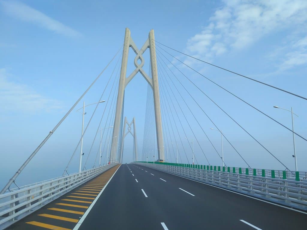 View of the bridge from the bus
