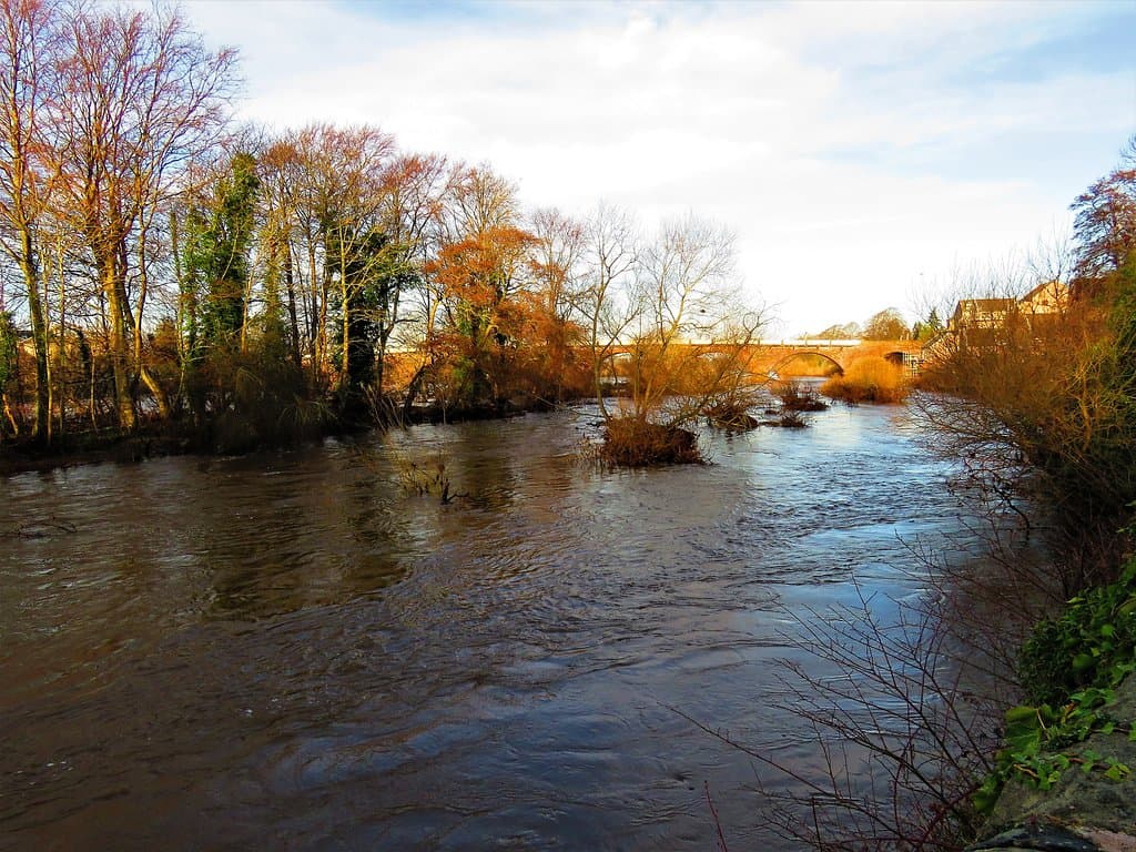 water flowing over part of the island