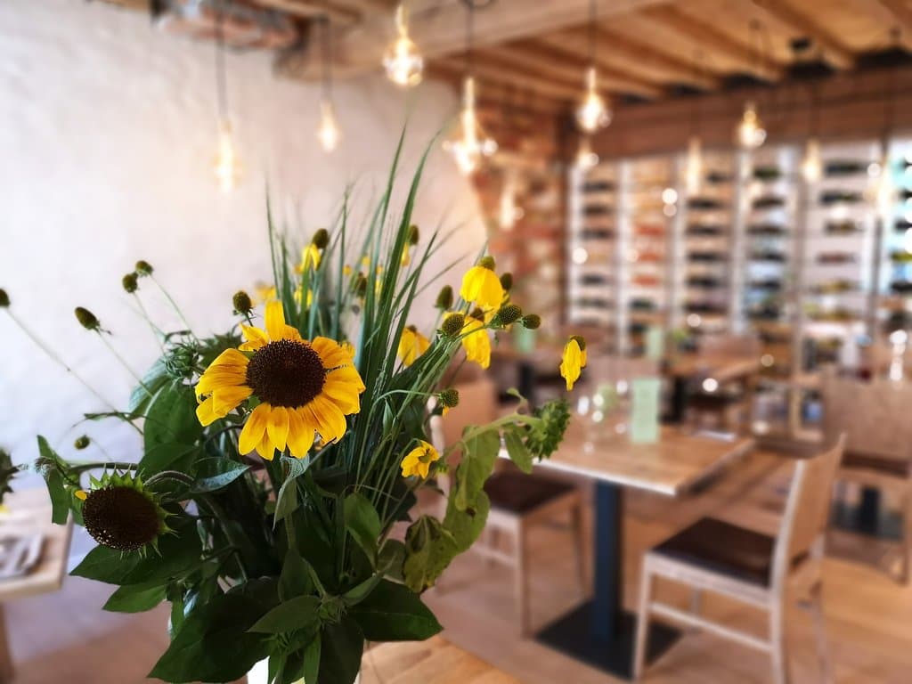 sunflowers in our cosy restaurant