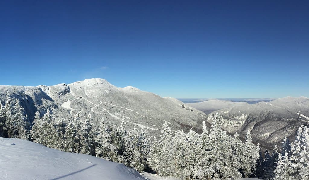 Sunshine and blue skies all weekend! Taken from the Octagon Lodge looking at the summit of Mt. Mansfield, VT’s highest peak.