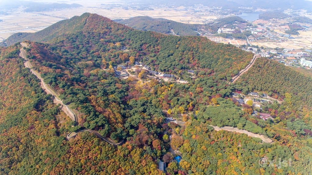 전등사 가을 풍경 항공사진 