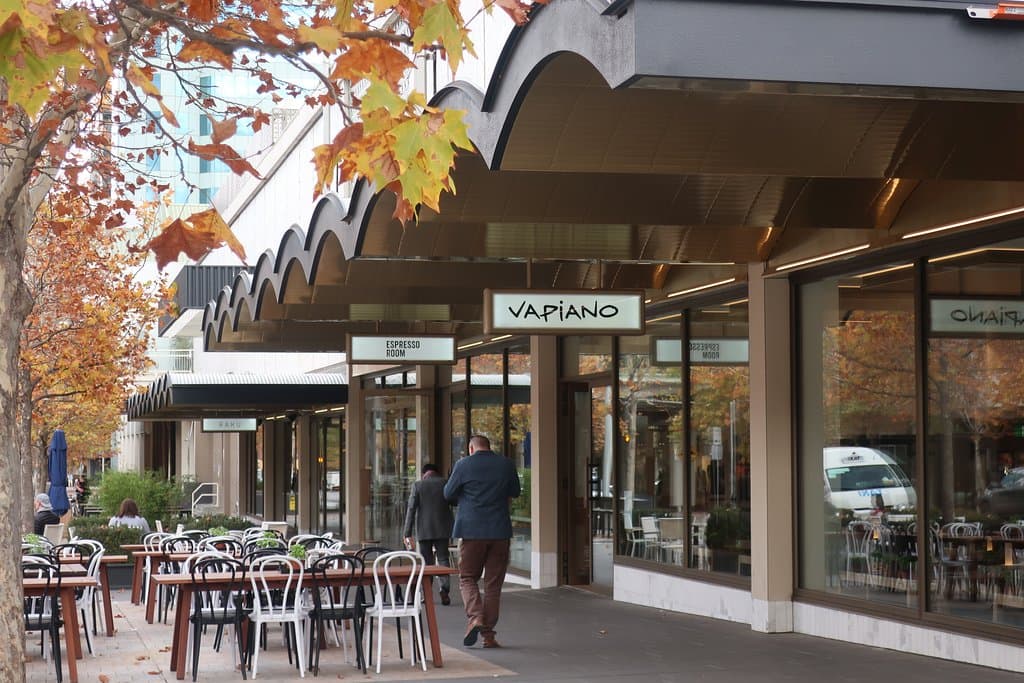 Bunda Street dining looking towards Vapiano, Espresso Room and RAKU.