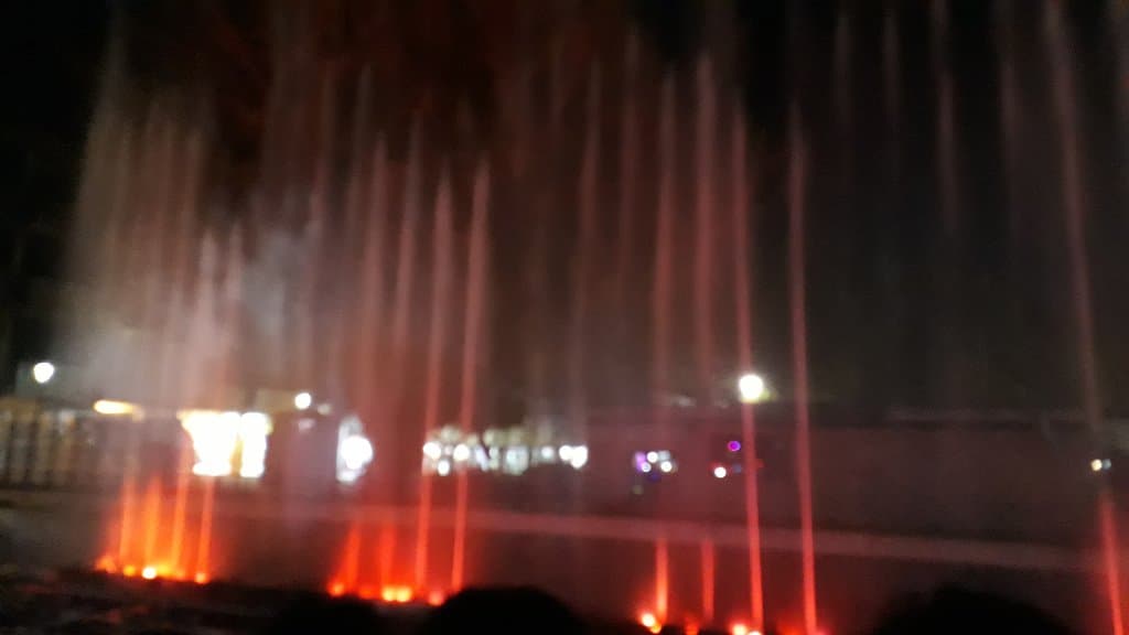 Colorful water jets at Musical Fountain
