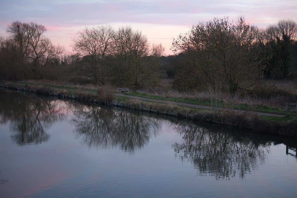 Reserve entrance - River Lea Navigation at Sunset