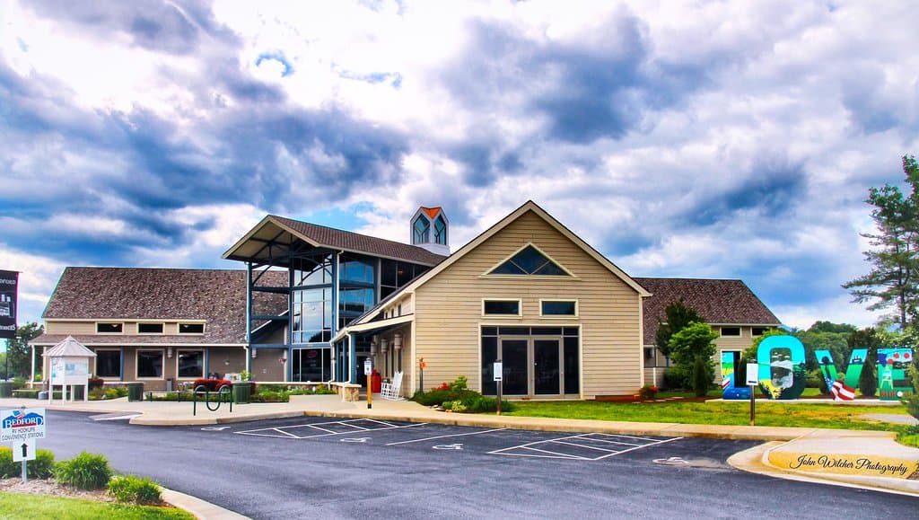 Bedford Area Welcome Center and LOVE sign.