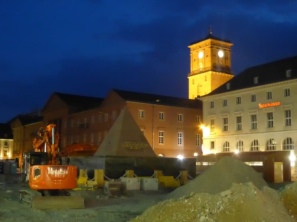 Marktplatz with Pyramid at night