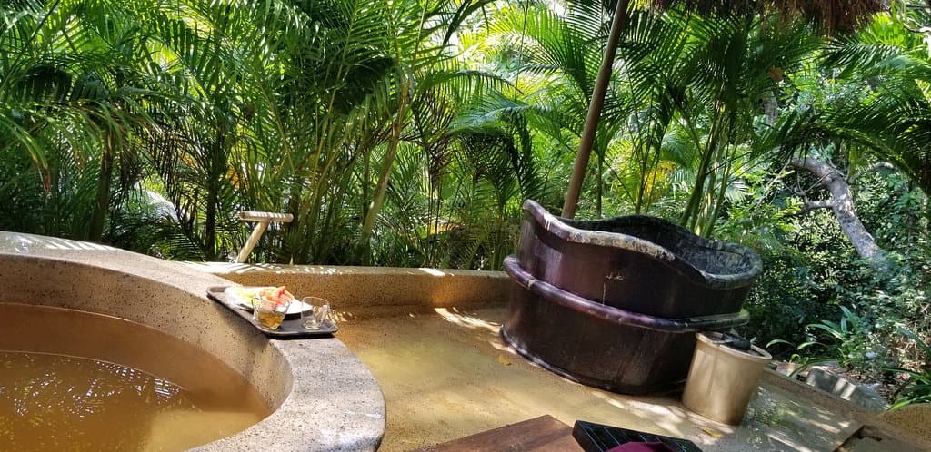 Private mud bath and tea spa area.