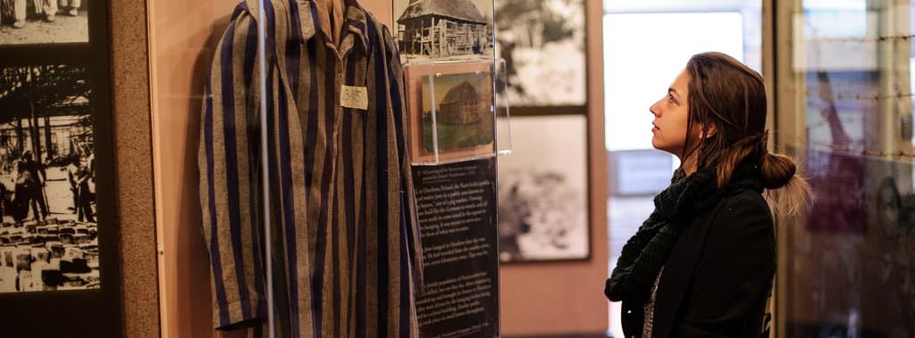 Visitor to the permanent Holocaust exhibition
