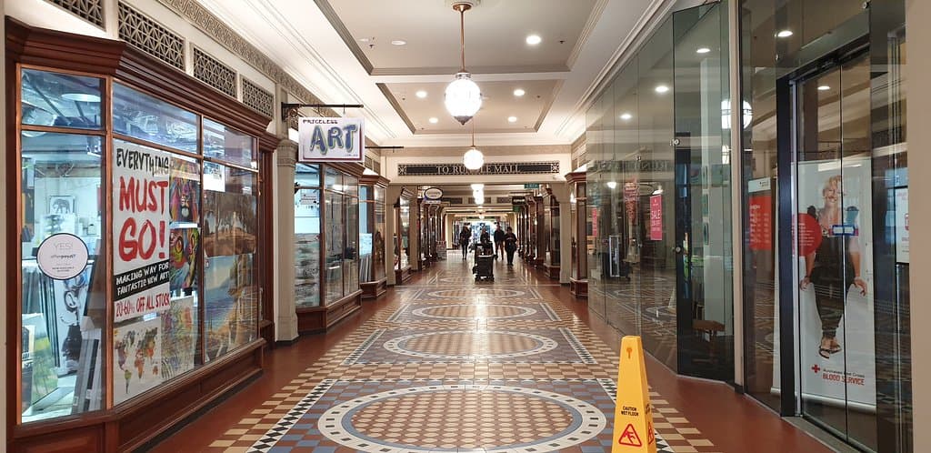 Regent Arcade Adelaide  looking down the arcade from Grenfell St