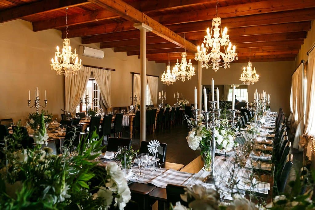 Restaurant set for a Wedding. 
