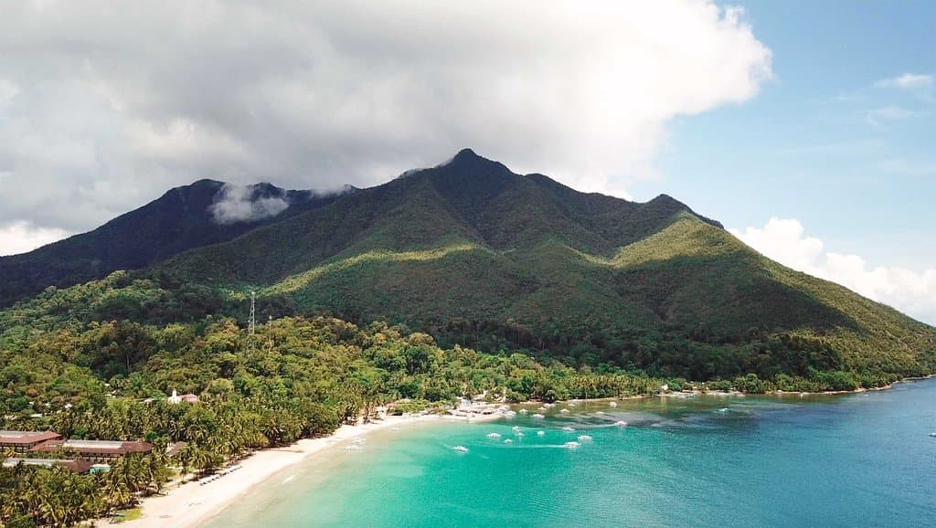 Drone shot of Sabang Beach (at Daluyon Beach Resort)