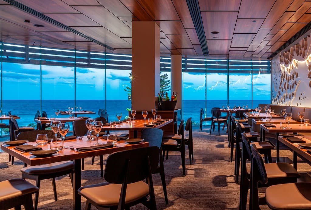 The Restaurant on Level 2 overlooking spectacular ocean views