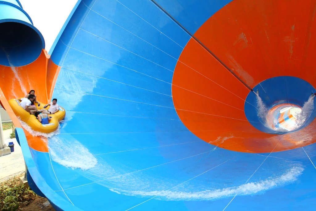 Get your adrenaline rush going on the 7-storey high funnel Tornado.
