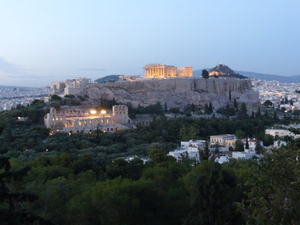 Great view of Acropolis from Hill of Muses