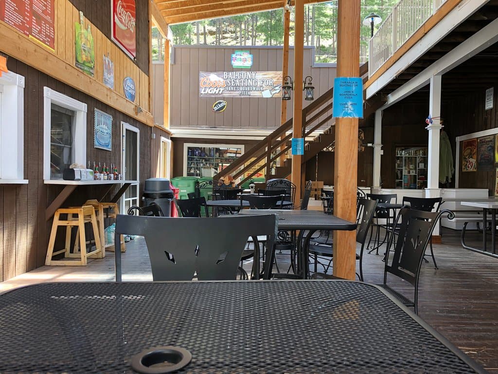 Seating area looking towards the back.  Also see the steps to upper level seating.