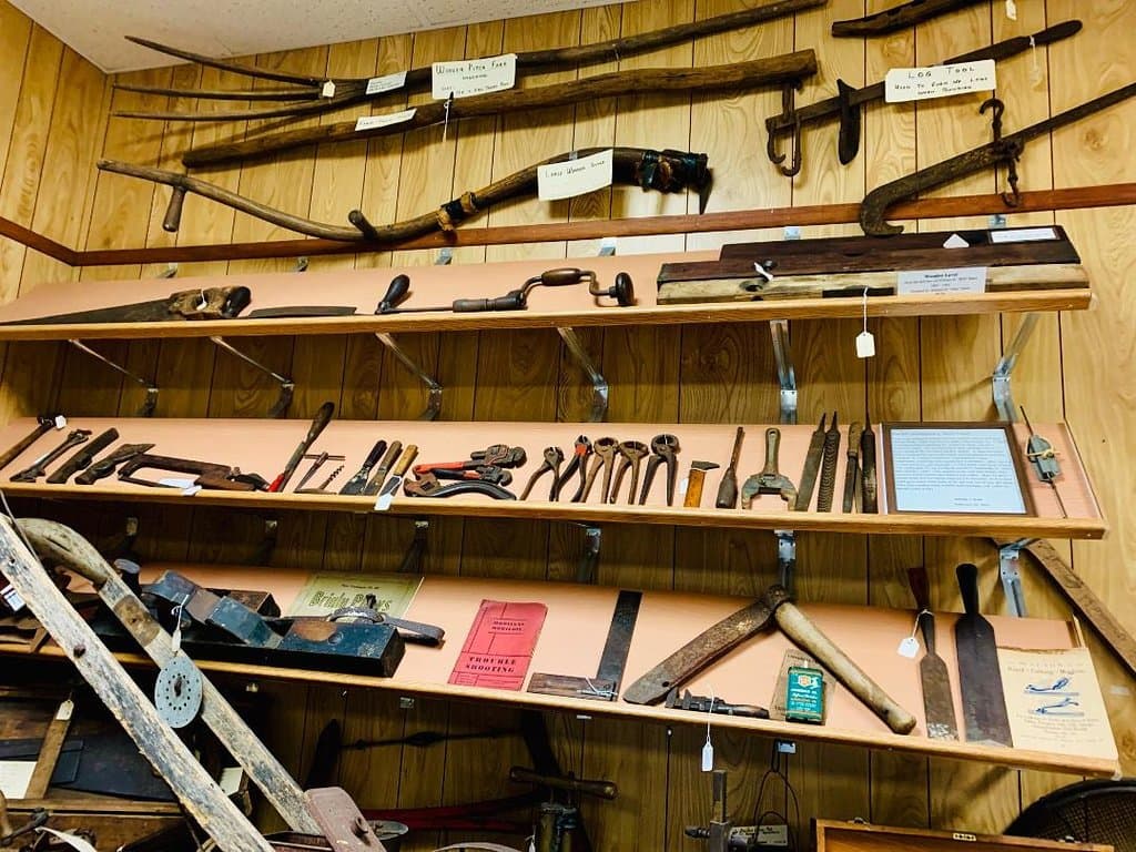Part of the museum's collection of antique tools