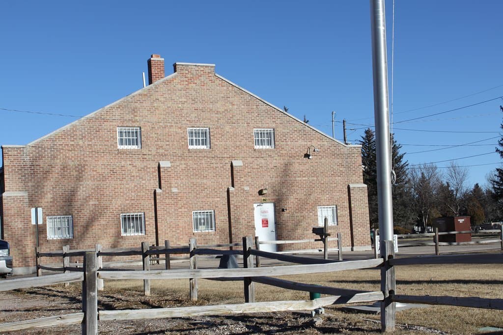 Museum main entrance along Pershing Blvd., located in historic Wyoming National Guard Armory and Warehouse.