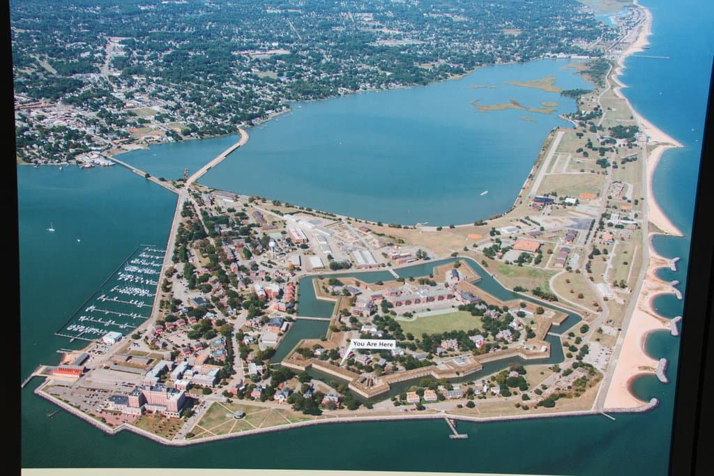 Aerial of the Fort Monroe peninsula