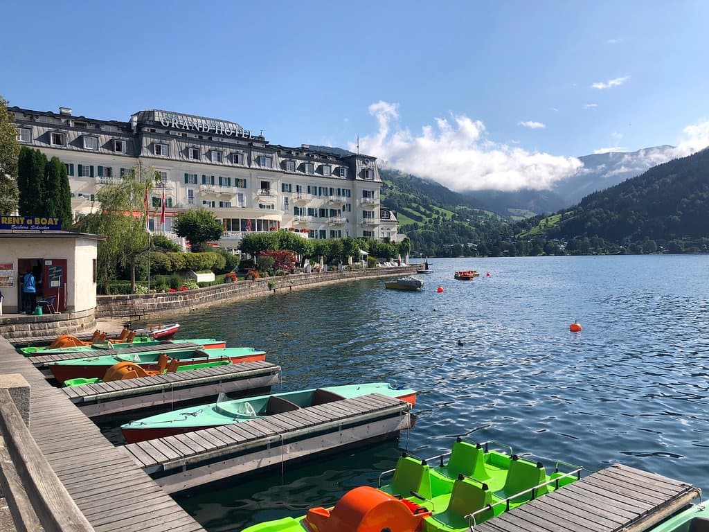 Boats on the lake near The Grand Hotel. This is near to the Casino Zell am See.