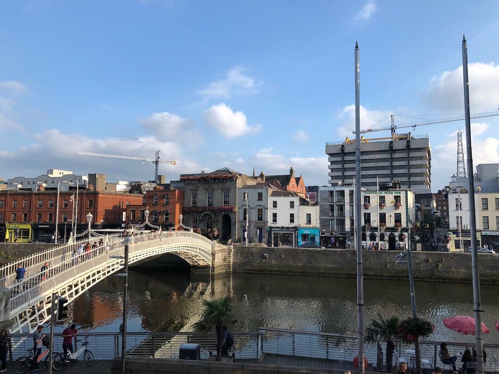 The view from our table over the River Liffey and Ha'Penny Bridge