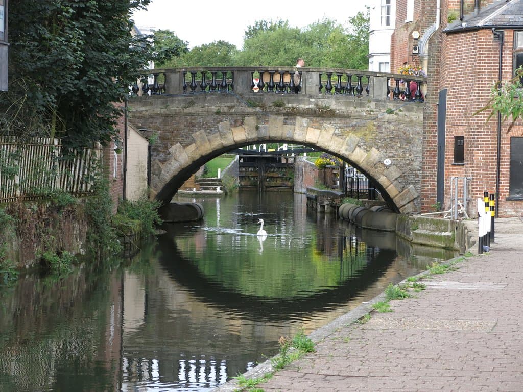 along the canal...