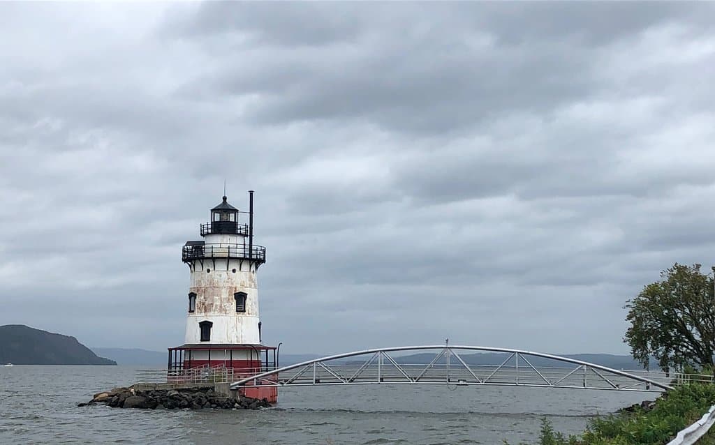 the lighthouse and bridge leading to it
