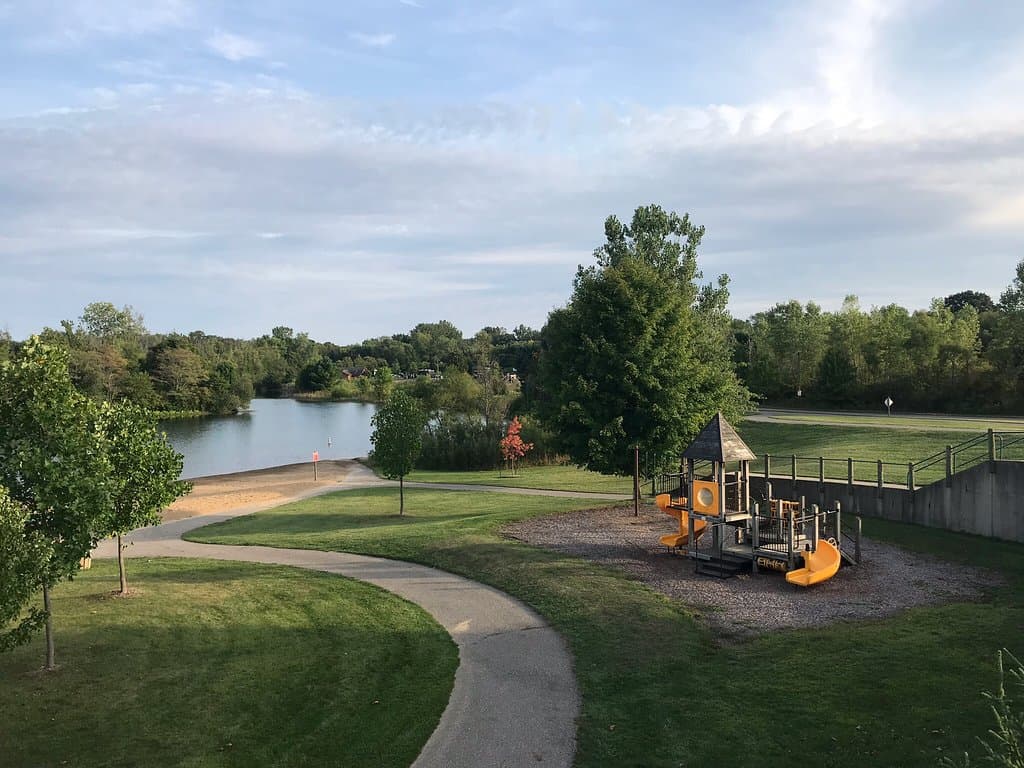 Such a beautiful place to stay. Park is immaculate and very well taken care of. Staff is helpful and friendly. Full hook-ups, plus clean restrooms. Many paved walking paths and pet friendly. Great for both young and old. Highly recommend it.