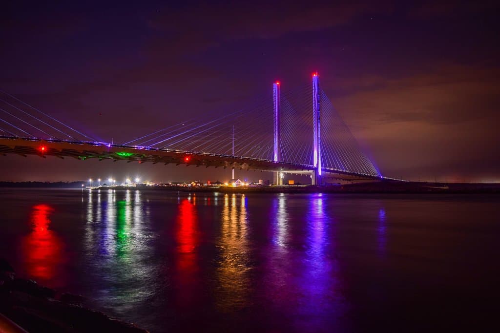 The Indian River Inlet Bridge is lit in purple this month for opioid awareness month. These are long exposure pictures