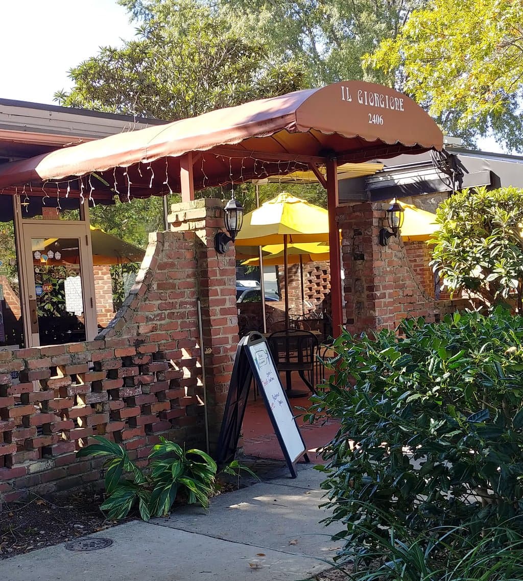 Front of the restaurant. Hard to miss so be on the lookout!