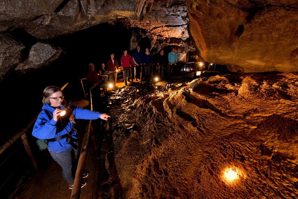 Famous Porridge Pot formation in the Marble Arch Caves 