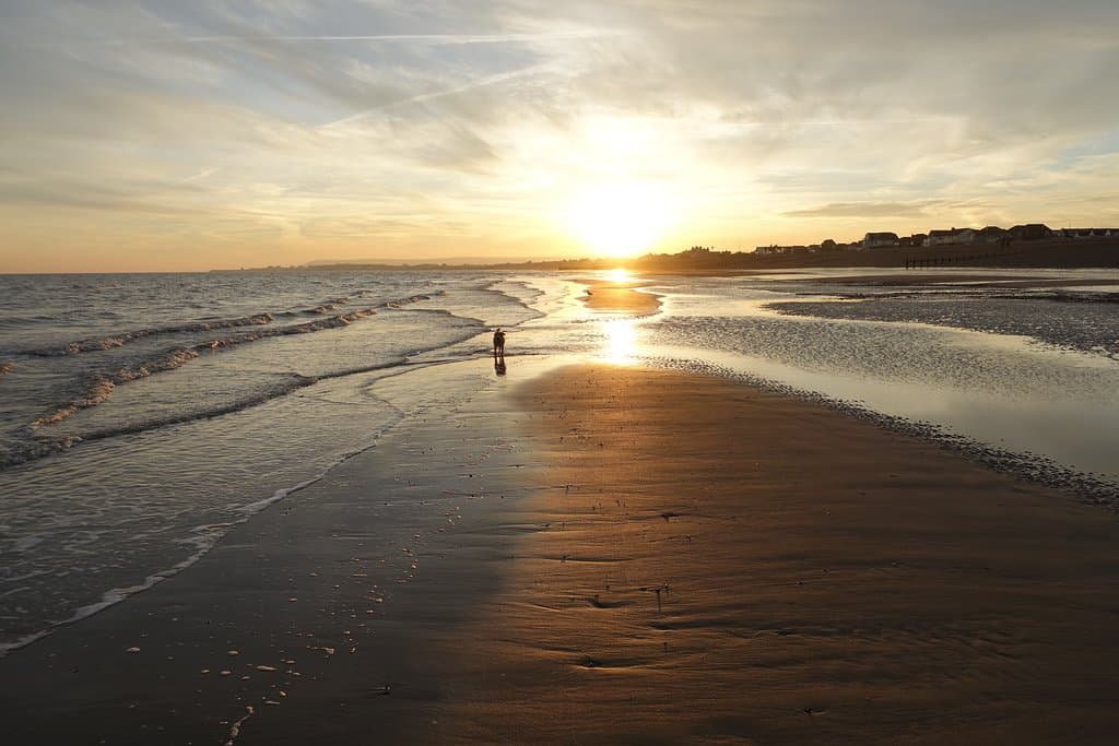 Pevensey beach in Autumn sunset