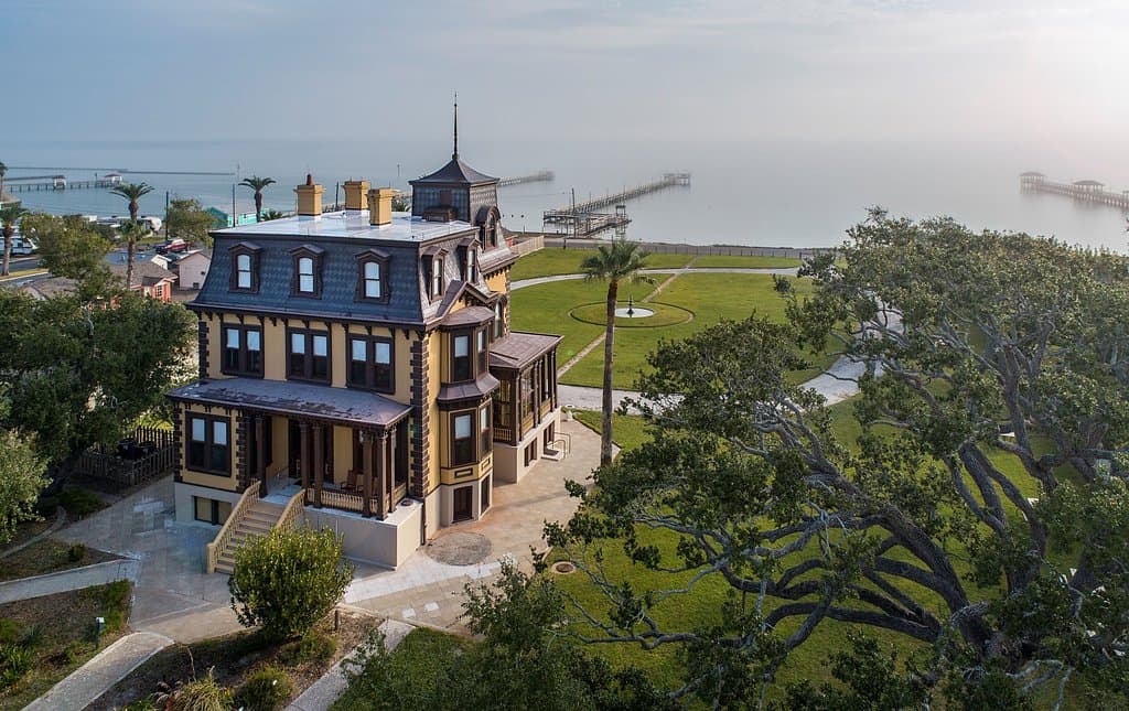 The Fulton Mansion facing Aransas Bay in Rockport-Fulton, Texas