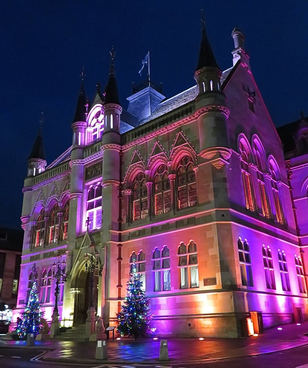 Christmas trees at Inverness Town House, 22 December 2019