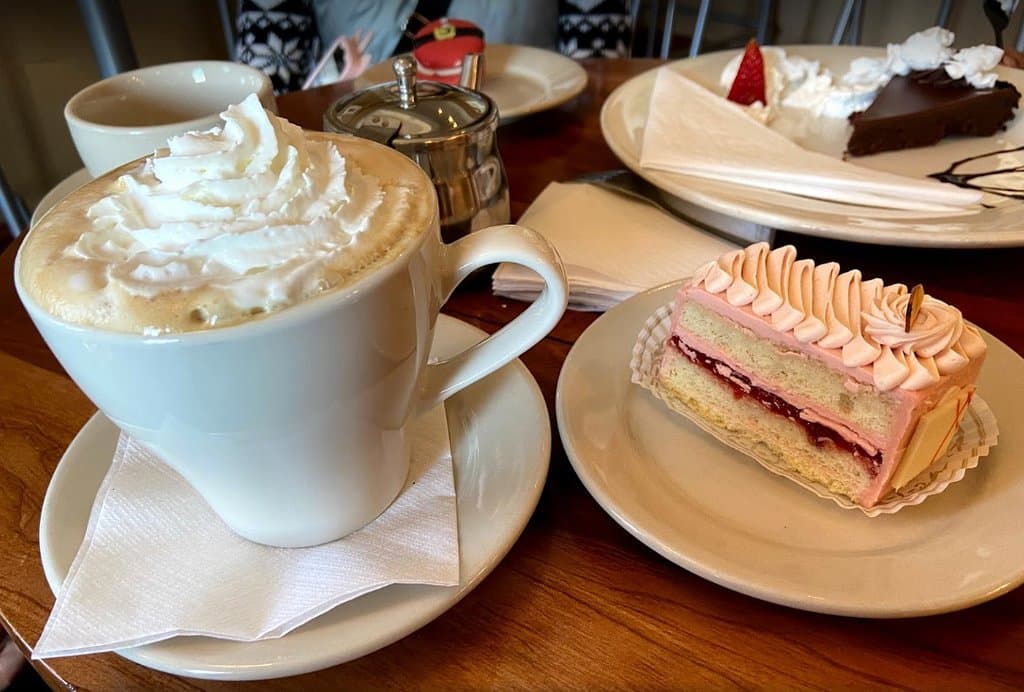 Table full of coffee, pastries and more!