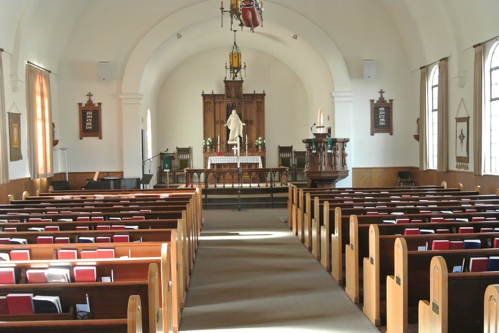 interior of Bethania Lutheran Church in Solvang, Calif