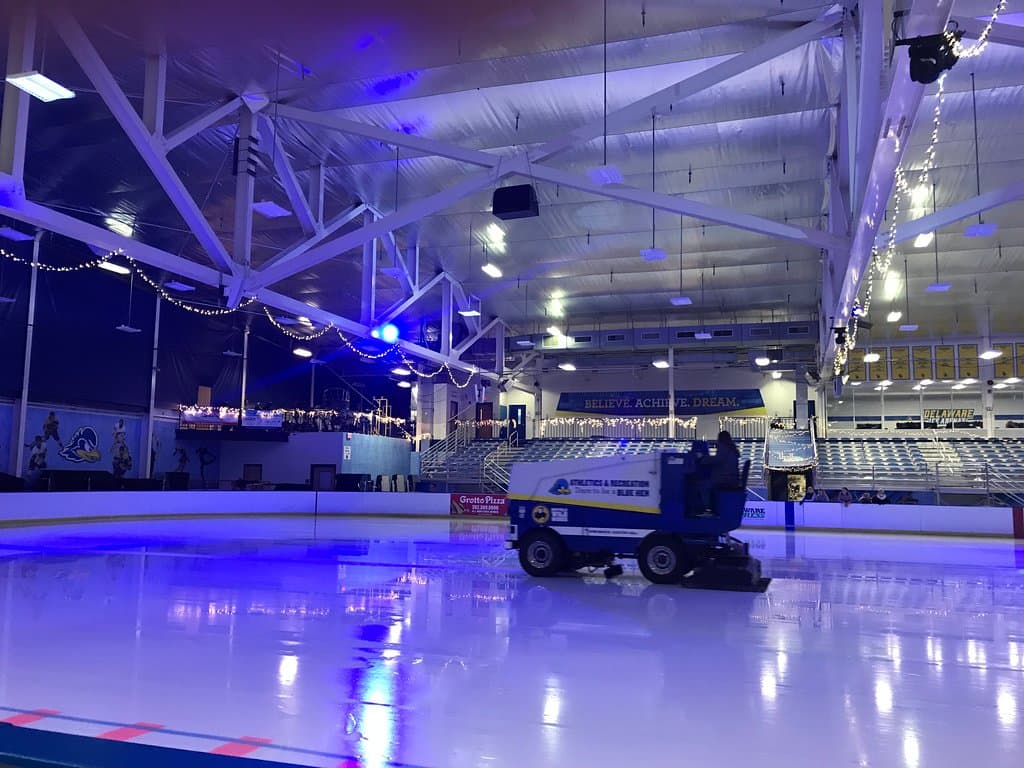 Zamboni resurfacing the ice at Fred Rust